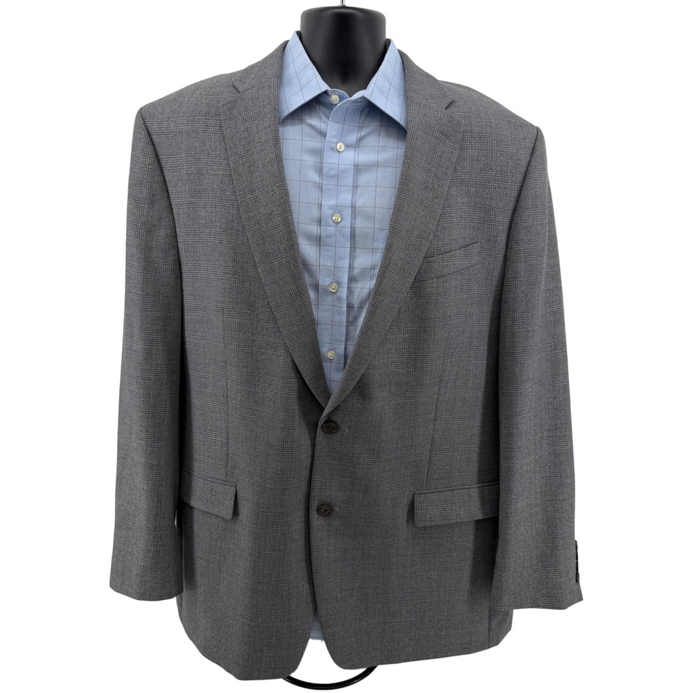 Lauren Ralph Lauren Blazer Mens 48L Grey Glen Plaid 100% Wool Sport Coat